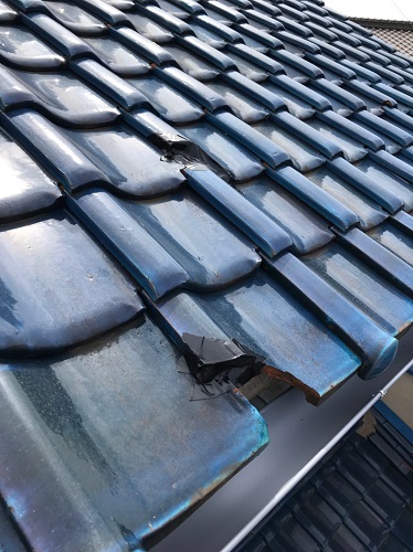 尾道市瓦屋根の雨漏り調査