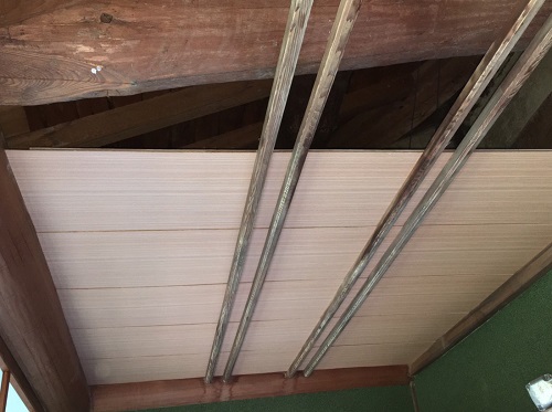 福山市１階和室広縁新しい天井板に張り替え