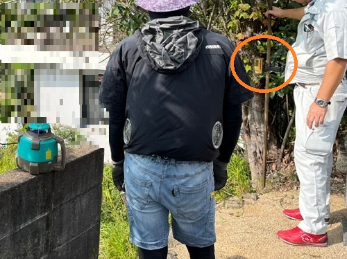 福山市外構工事アルミ製フェンス設置レベル出し