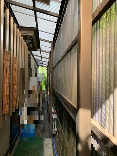 福山市ストックヤード雨漏り調査内側の様子