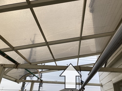 福山市ベランダ屋根アクリルパネル飛散