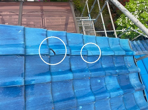 福山市釉薬瓦の割れ調査