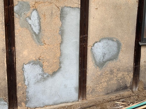 福山市小舞土壁をモルタル補強後