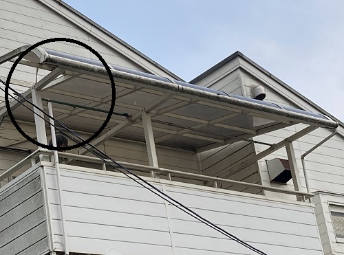 福山市ベランダ屋根雨どい調査