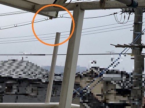 福山市ベランダ屋根の呼び樋の飛散