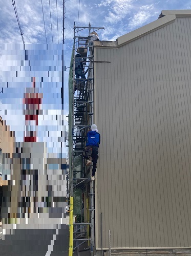 福山市雨漏り修理工事足場