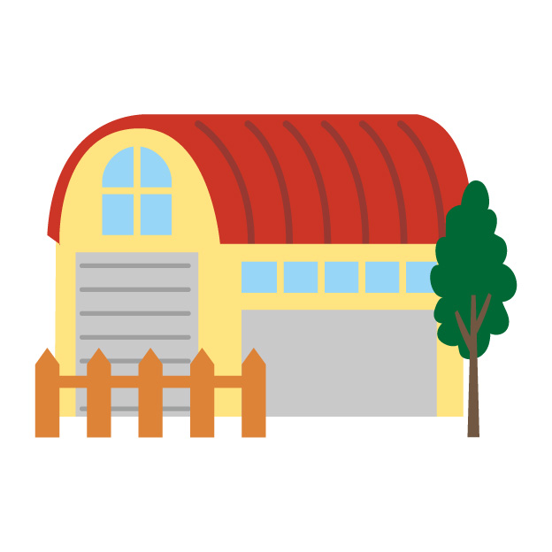 かまぼこ屋根の家