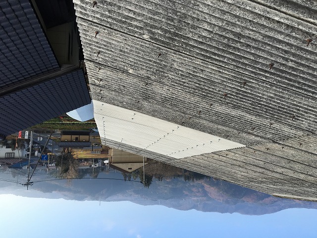 新しい波板を張った施工完了後の風景