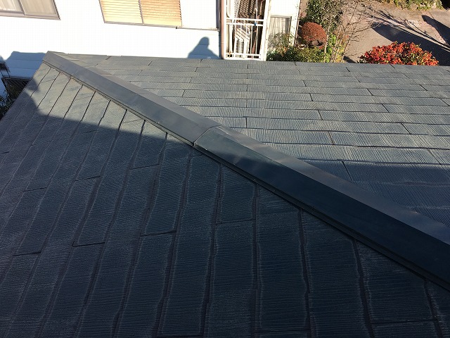 濃い緑色の金属製の屋根