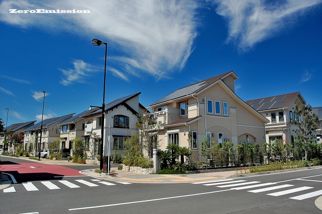家が立ち並ぶ集合住宅地域