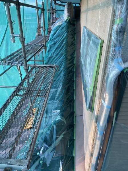 下屋根の養生が終了しました