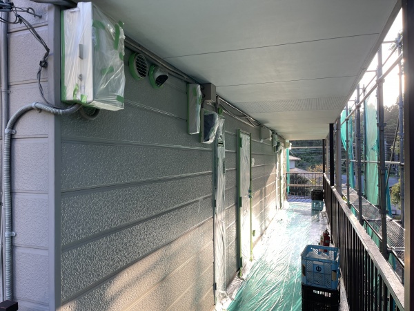 ２階アプローチの養生終了です