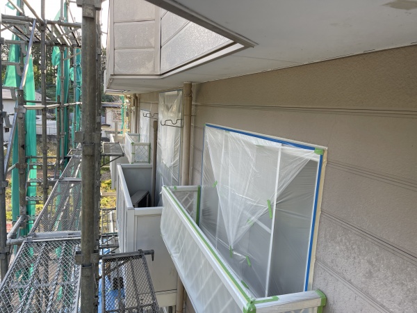 窓養生が終了しました