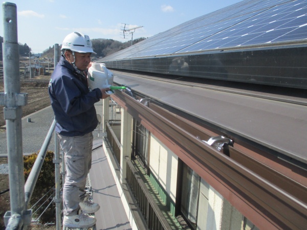 水を流して排水検査中です