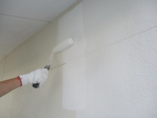 外壁の下塗りローラー塗装中です