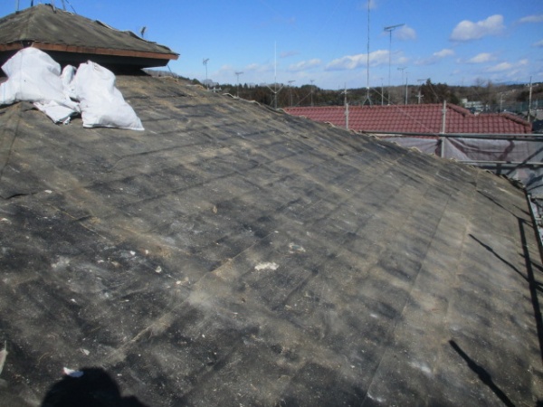 大屋根の屋根材撤去が終了しました