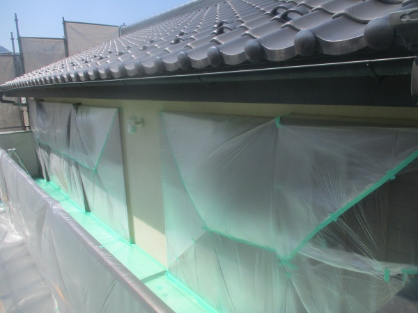 ２階ベランダの養生が終了しました