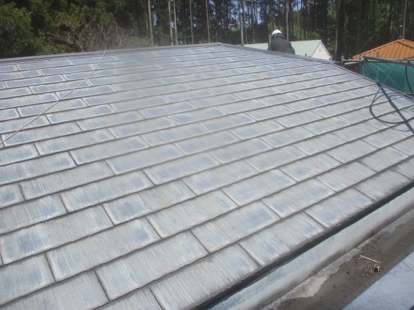 スレート屋根の洗浄終了です