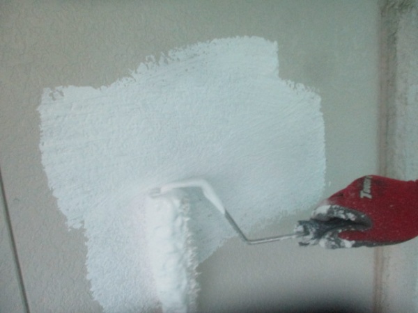 外壁の下塗りローラー塗装中です