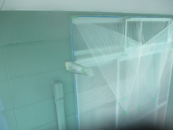 ２階部分の外壁塗装上塗りが終了しました