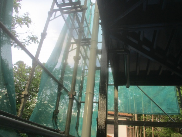 縦樋の上塗りが終了しました