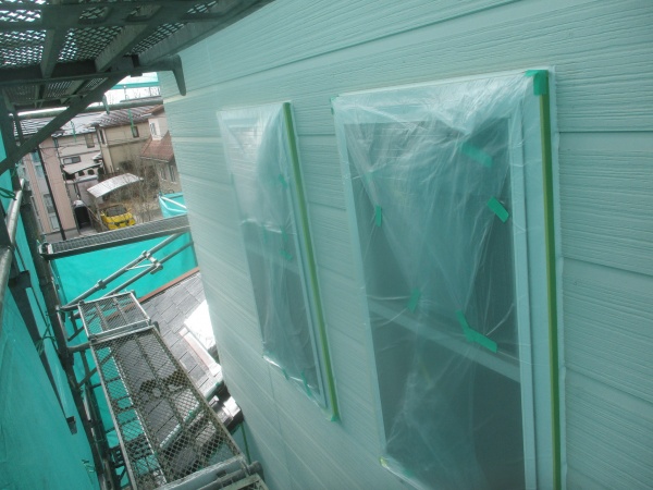 外壁養生が終了しました