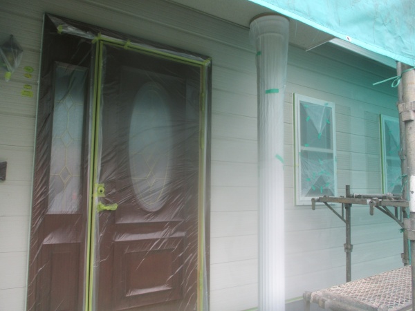 外壁養生が終了しました