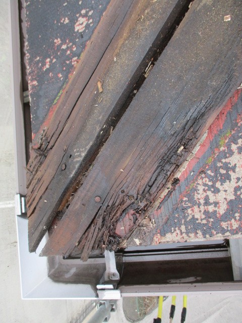 下り棟の貫きいたの状態です