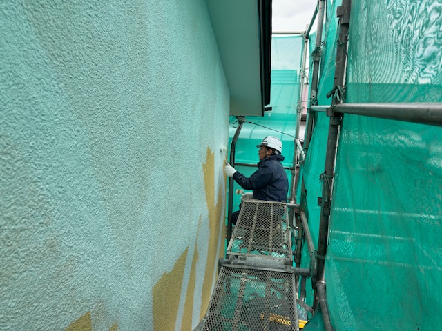 下塗りローラー塗装中です