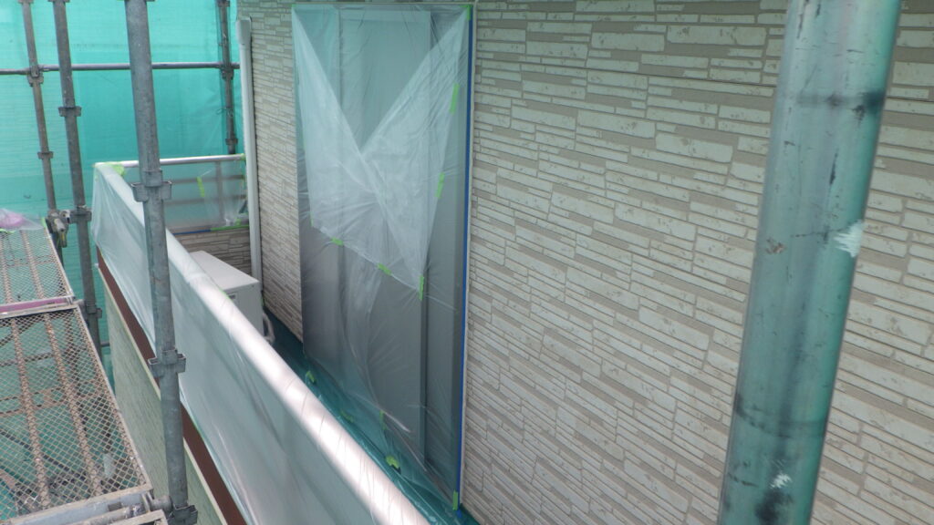 外壁養生が終了しました