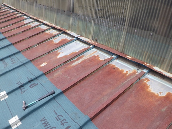 既存の壁水切りをカットしました