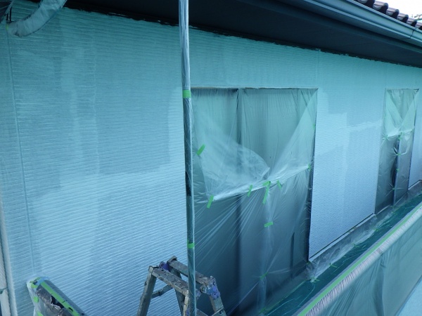 ２階部分の下塗りが終了しました