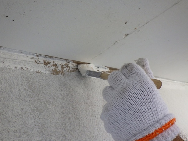 下塗り刷毛塗装中です