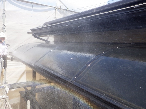 ２階外壁の洗浄終了です