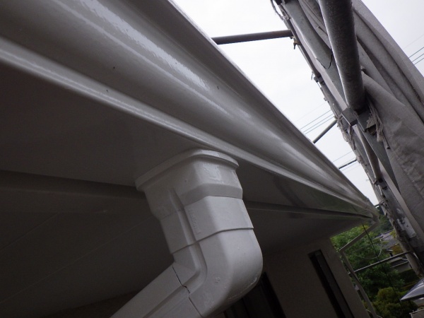 雨樋、軒天塗装の完工です