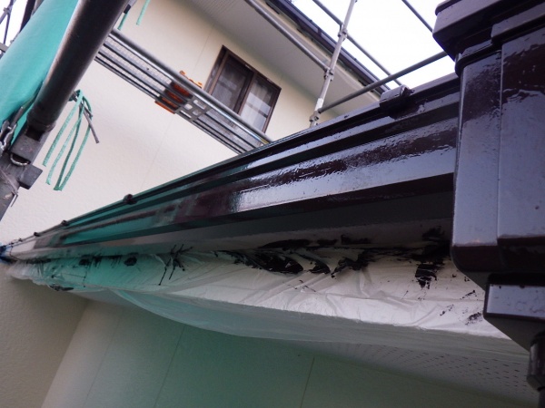 軒樋塗装１回目終了です