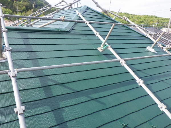 スレート屋根の上塗り終了です