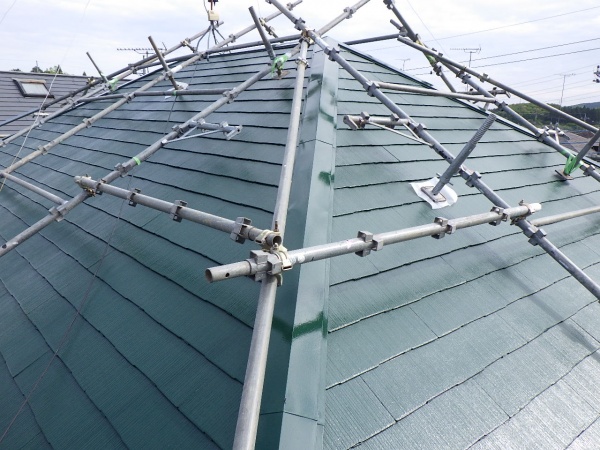 スレート屋根の上塗り終了です