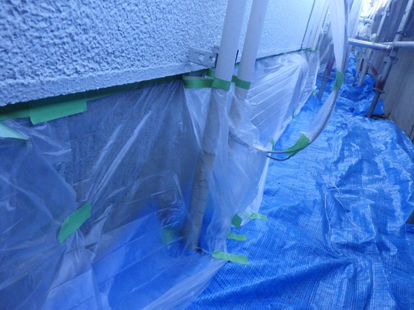 外壁塗装用の養生が終了しました