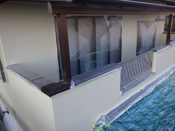 ２階部分の外壁中塗りが終了しました