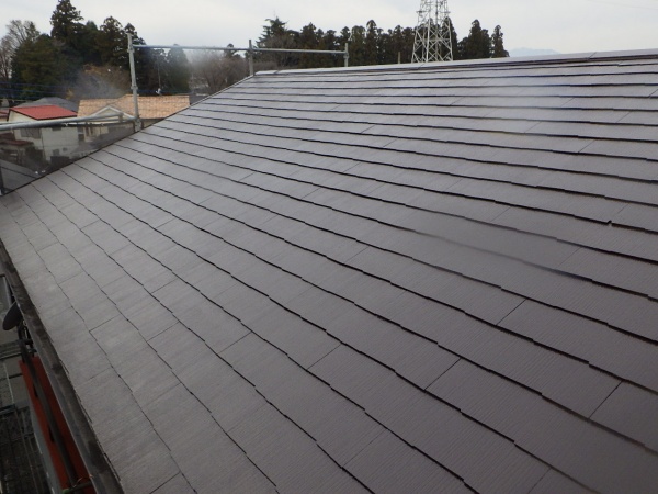 スレート屋根の上塗り終了です