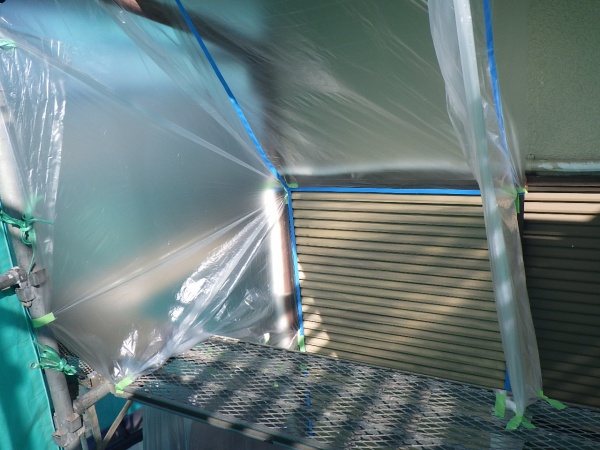 吹付塗装用の養生をしました