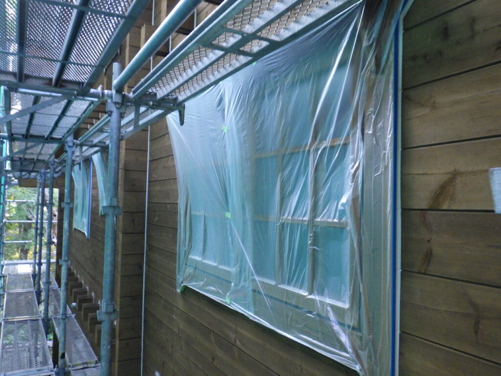 窓養生が終了しました