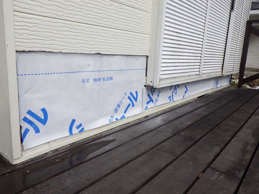 透湿シートの貼り付け終了