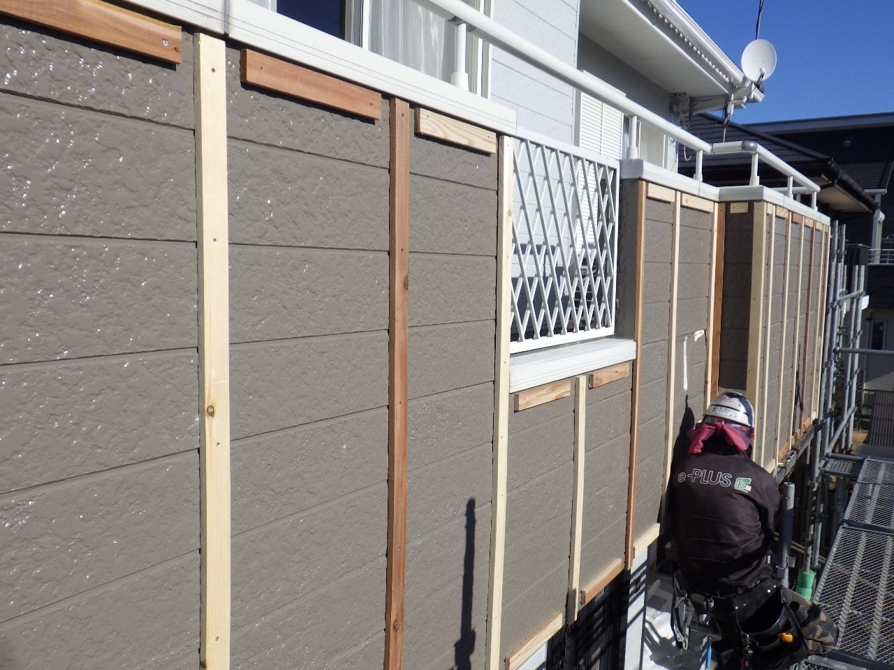 胴縁の取り付け終了です