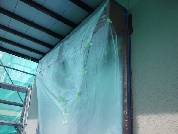 錆止め塗装部の養生終了です