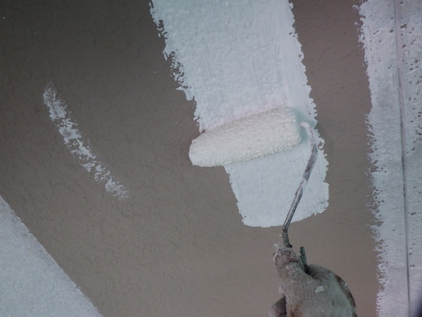 外壁の下塗り中です