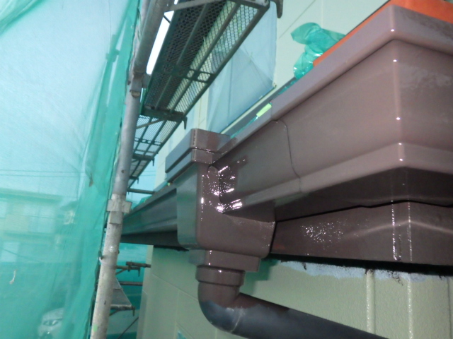 雨樋の１回目塗装終了です