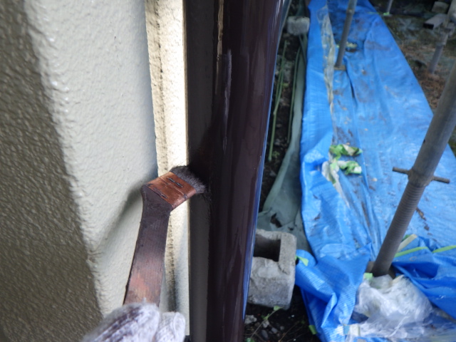 竪樋の上塗りをしました