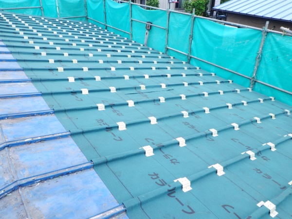 棟残しでルーフィング貼り付け終了です